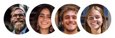 Set of circular user profile avatars featuring diverse faces, suitable for testimonial or team sections.