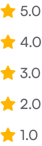 Five-star rating system UI elements displaying ratings from 1.0 to 5.0 with yellow star icons.