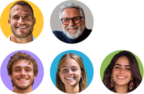Set of circular user profile avatars featuring diverse faces, suitable for testimonial or team sections.
